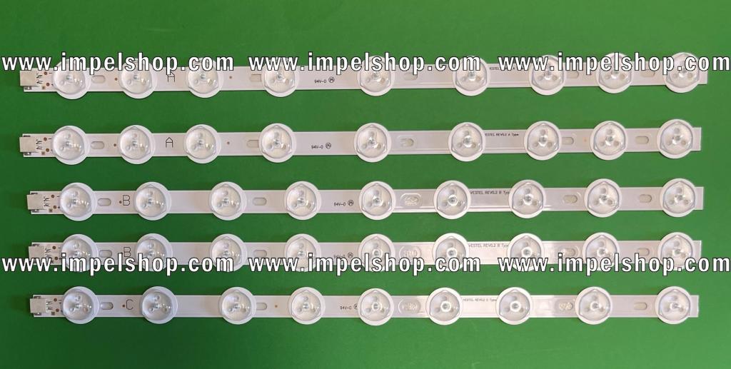 Barras De Led para TV VESTEL 39" / 40" set 5pcs (TYPE A X 2pcs , TYP B X 2pcs , TYP C X 1pcs) , (PART NUMBER : 23283022/4)