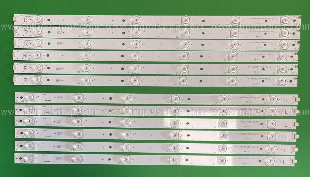 Barras De Led para TV SHARP 55" set 12pcs , RF-AJ550E30-0601R-05 , CRH-P5530300612R675 X 6pcs & RF-AJ550E30-0601L -05 , P5530300612L675 X 6pcs