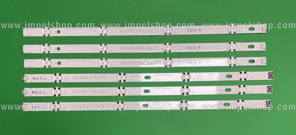 Barras De Led para TV LG 43" FHD LH60_FHD_A/B set 6pcs 24LED , 3pcs X 43LH60_FHD_A / SSC_43inch_FHD_A_REV03_151002 , 4LED , 420MM , 3V & 3pcs X 43LH60_FHD_B / SSC_43inch_FHD_B_REV03_151002 , 4LED , 431MM , 3V