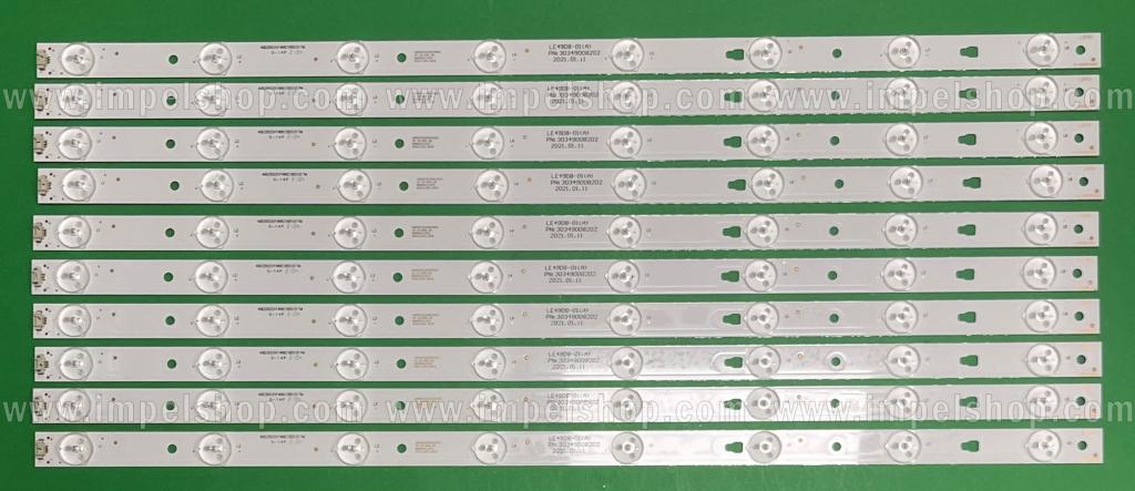 Barras De Led para TV HITACHI / 49" / 50" set 10pcs X LE49D8-01(A) PN : 30349008202 / LED50D8-03(A) . 8LED , 3V , 510MM , PN : 30349008203