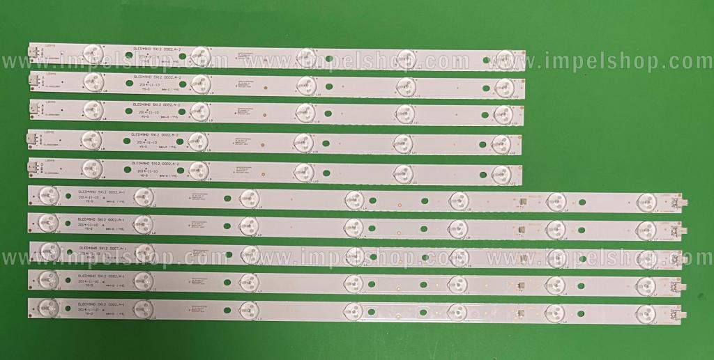 Barras De Led para TV AWOX 49" set 10pcs , 5pcs X DLED49HD 5*12 0002.A-1 , 5LED , 3V & 5pcs X DLED49HD 5*12 0002.A-2, 5LED , 3V