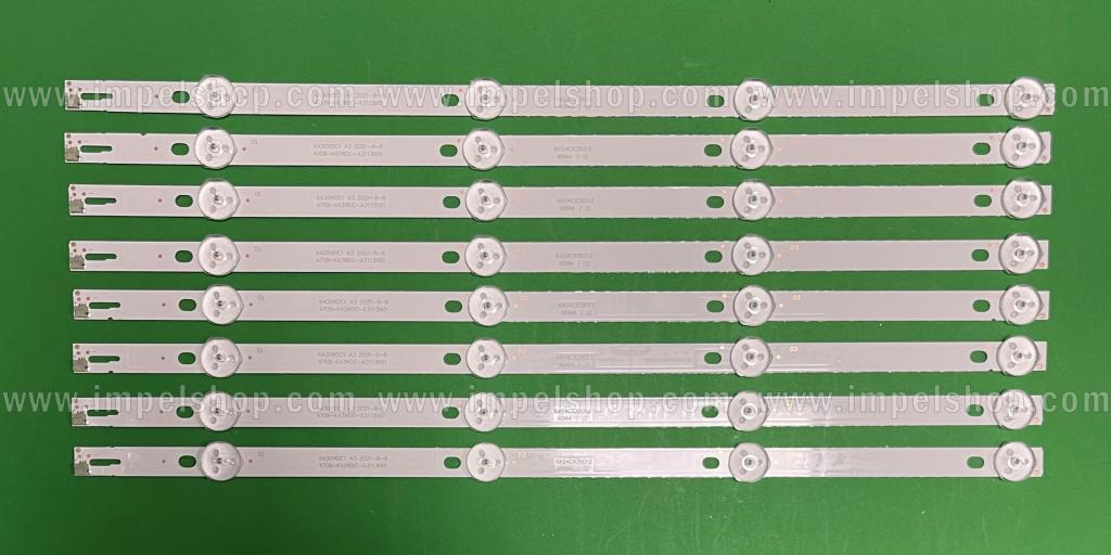 Barras De Led para TV PHILIPS 43" set 8pcs X K430WDC1 , A3 4708-K43WDC-A3113N01 , 4LED , 6V , 388MM