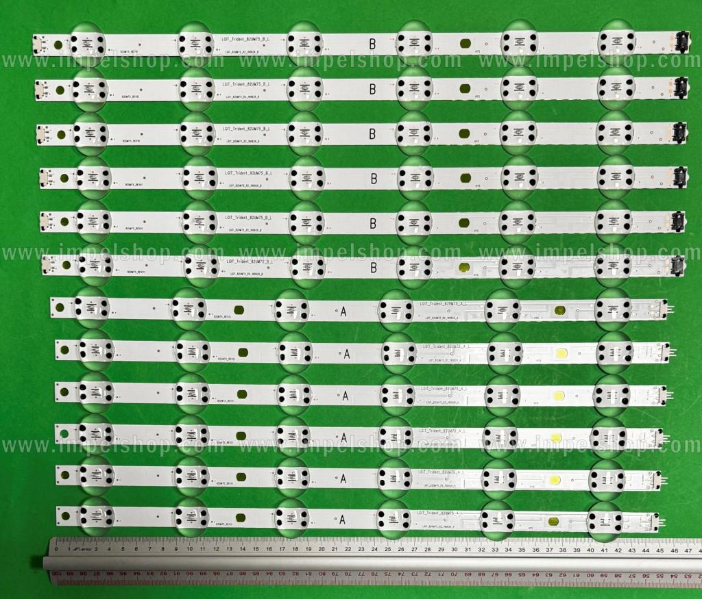 Barras De Led para TV LG 82" set 12pcs , 6pcs X Y19.5 82UM75_A_S Y19.5 82UM75_A_REV00_191217 EAV6499640 , 449MM , 6LED & 6pcs X Y19.5 82UM75_B_S Y19.5 82UM75_B_REV00_191217 EAV64996501 , 6LED , 468MM , 6V ,