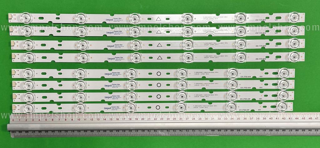 Barras De Led para TV TCL 50" set 8pcs , 4pcs X 4C-LB5006-YH03J TCL-50D8-3030F2.1-4X6-A-KX20190322 , 450MM , 6LED , 6V & 4pcs X 4C-LB5006-YH04J TCL-50D8-3030F2.1-4X6-B-KX20190322 , 436MM , 6LED , 6V