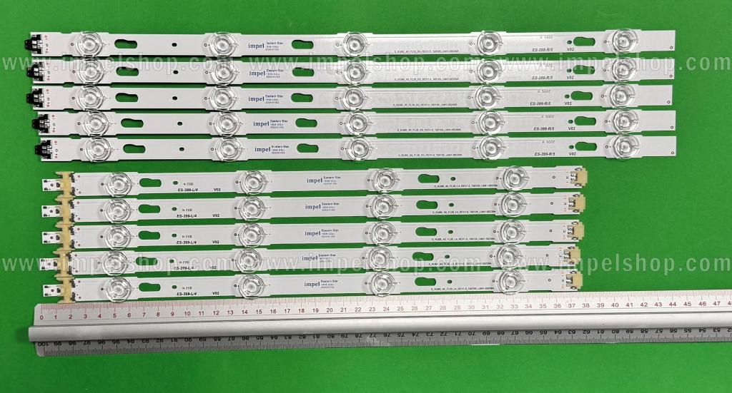 Barras De Led para TV SAMSUNG 40" set 10pcs , 5pcs X V6DU-400DCA-R2 , 4LED , 377MM & 5pcs X V6DU-400CB-R2 , 5LED , 441MM , BN96-39655A & BN96-39656A , S_KU6K_40_FL30_L4_REV1.0_160105_LM41-0023 ,